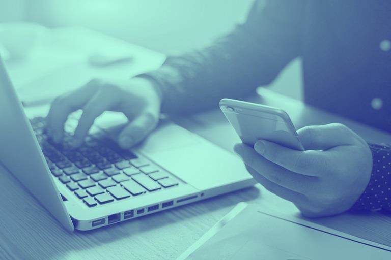 using computer and mobile phone